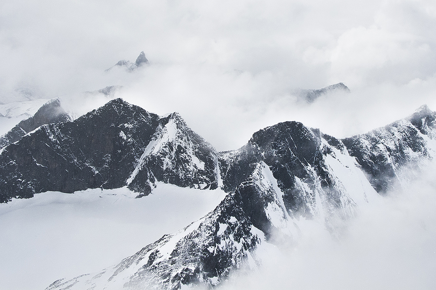 snow dressed peaks